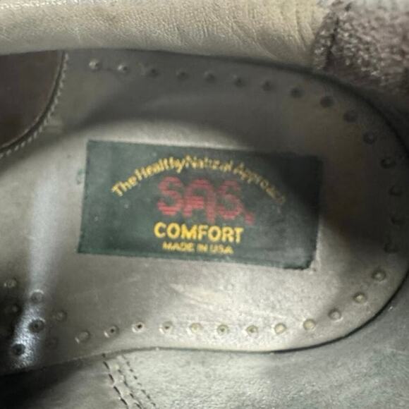 SAS PATHFINDER Handcrafted Black Pebbled Leather Moc Toe Shoes Men's US 12 M - Picture 12 of 12